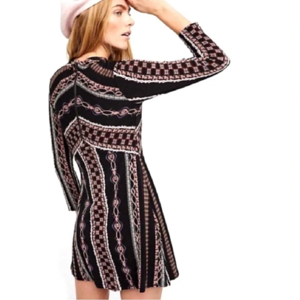 NWT Free People Chic Black Patterned Dress